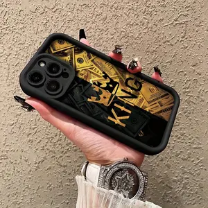 Golden Money King Pattern Case for iPhone 16 15 14 Pro Max 13 12 11 XR XS Plus Shockproof Non Slip Military-Grade Protection Silicone Cover