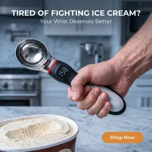 Heated Ice Cream Scoop, Rechargeable Electric Scoop, Sleek Scoop, 2 oz Stainless Steel with LED Display and Ambient Lights, Durable for Hard Ice Cream, Kitchen Gadgets