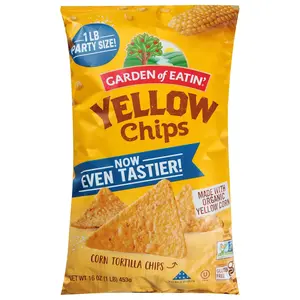 Eatin' Corn Tortilla Chips, Yellow Chips, 1 lb bag