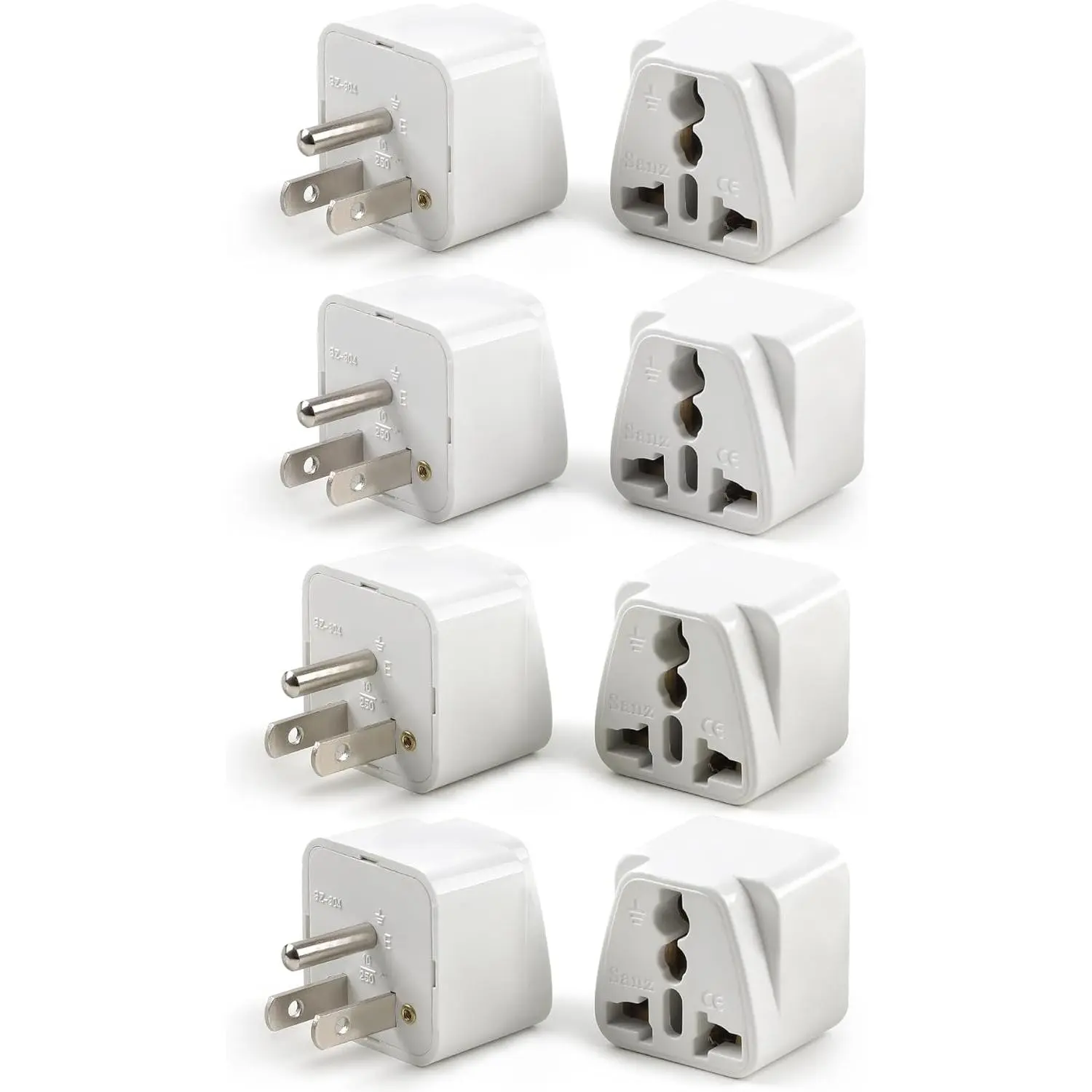 8 Pack Universal Adapter, UK to  Adapter,  to  Plug Adapter, Travel Adapters, European to  General Adapter,  Outlet Plug Adapter (White)