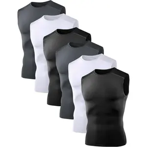 3/6 Pack Men’s Sleeveless Compression Shirts, Dry Fit Running Sports Workout Athletic Base Layer Tank Tops
