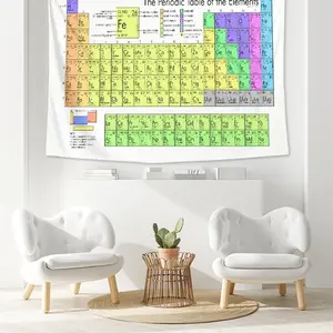 1PC Large Detailed Colorful Periodic Table of Elements Tapestry Educational & Decorative Wall Art Tapestry for Classroom, Bedroom, Room Decor Extra Large Size Polyester Tapestries with Free Installation Package Decor Best Gift, Durable Decorative Tapestry