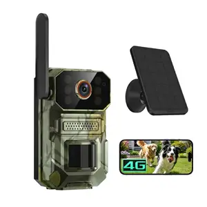 4G LTE Cellular Trail Camera with Solar Panel, 1080p Hunting & Outdoor Security, Long-Range Motion Detection，Night Vision，2-Way Audio, IP65, Built-in SIM & Unlimited Plan, No WiFi Needed Pro
