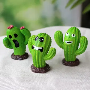 3pcs Cactus Monster Resin Statues, Halloween Decorations, Create Spooky Atmosphere, Perfect for Home Desk & Garden Decoration, Garden Sculptures Statues