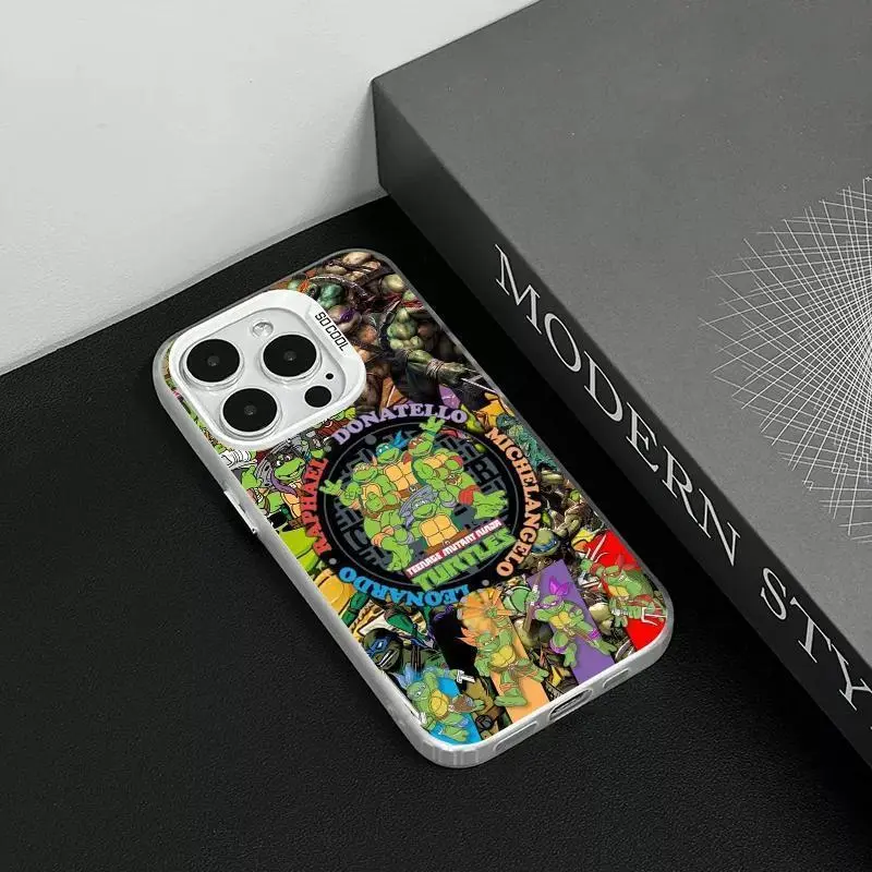 1PC Anime T-Teenage M-Mutant N-Ninja T-Turtles Phone Case IMD color silver shell For iPhone17 air 16 15 14 13 12 11 Pro Max Plus