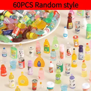 60PCS-Simulated miniature liquor bottles, food toy beverage bottles, resin accessories, DIY decorations, 3D bottles, Pretend play set, suitable for kitchen decoration, ideal for simulation games, perfect for winter and New Year decorations
