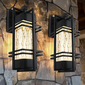 Dusk to Dawn Outdoor Front Porch Light Fixtures Wall Mount,2 Pack Sensor Exterior Lighting Fixtures for House, Waterproof Wall Sconce Lights, Outside Lantern Lamp for Garage, Doorway(Bulb Included)