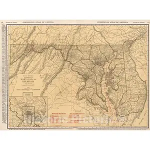 Maryland and Delaware - Railroad Map, 1924 - Historical Map Print