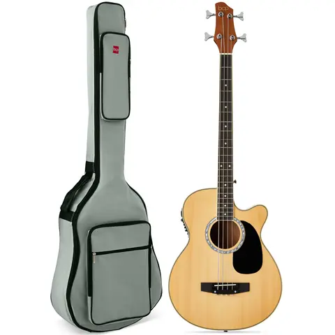 Best Choice Products 22-Fret Full Size Acoustic Electric Bass Guitar w/ 4-Band Equalizer, Truss Rod