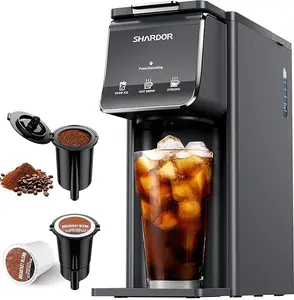 Hot & Iced Coffee Maker, K Cup Coffee Maker Compatible with Ground Coffee, Single Serve Coffee Machine with Bold Setting, Reusable Filter, Travel Mug Friendly, Compact Design