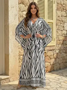 EDOLYNSA stripe Kaftan Dresses for Women white Moo Moo Dress cozy maxi dress daily wear Classy Homewear relaxed swimsuit cover-up beach dress casual robe Q1755, Womenswear