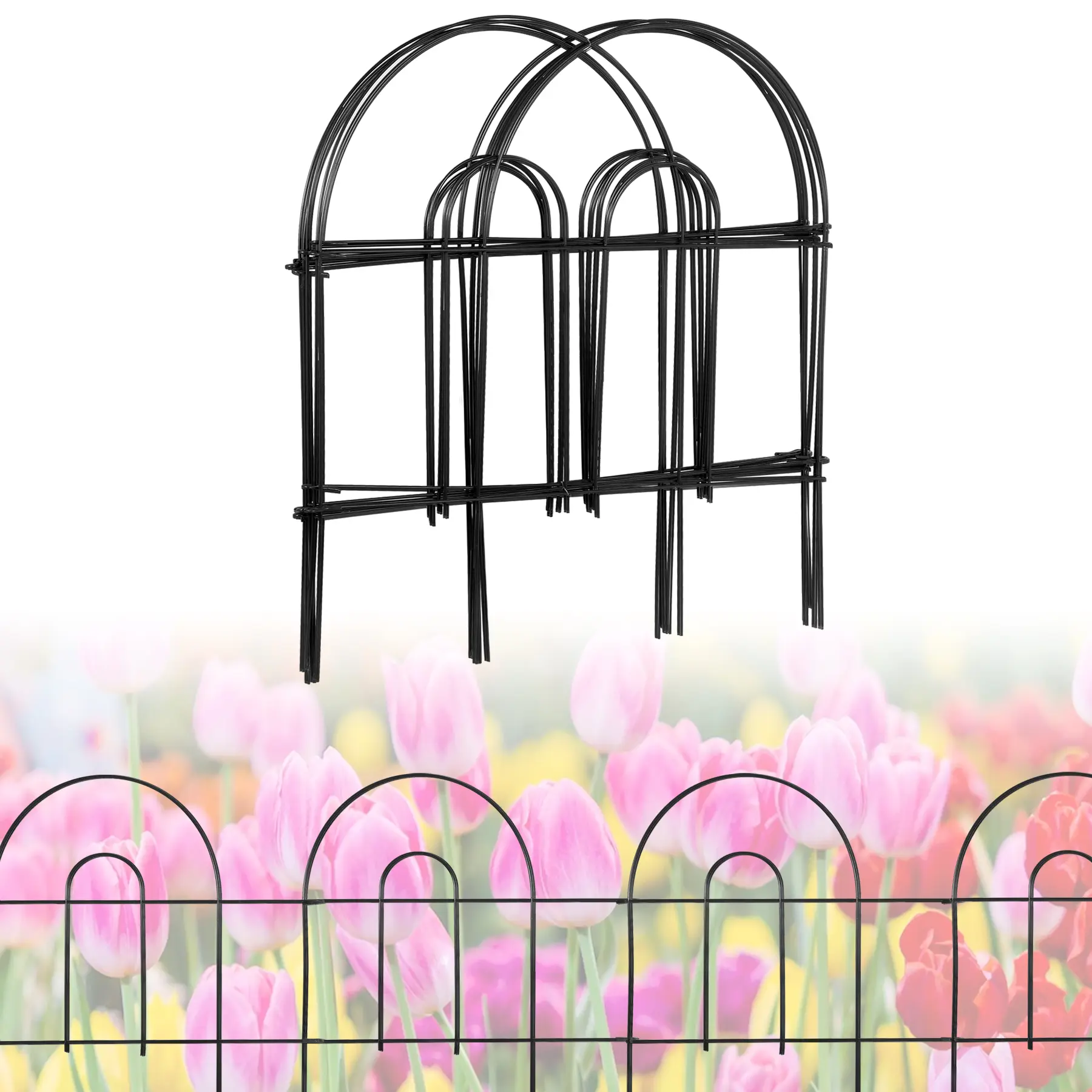 ZENY 35PCS Portable Metal Garden Fence - 18in x 50ft Rustproof Decorative, Flexible Garden Protection Barrier, Easy to Set Up for Landscape, Patio, Ground-Level Pathway Decor