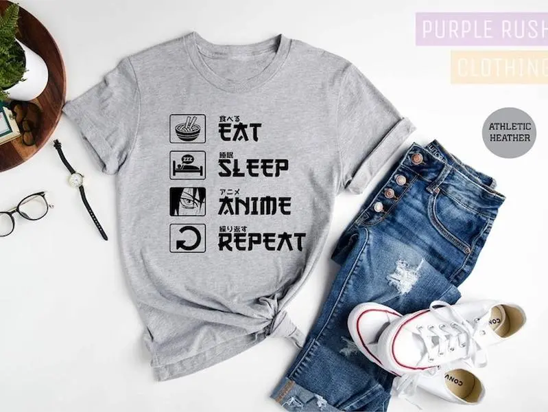 Eat Sleep Anime Repeat Shirt, Anime Shirt, Gift for Anime Lover, Gift for Anime Fan, Anime Otaku . T-Shirt, Cool Anime Shirt, Gift for Him