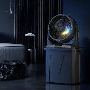 Portable RGB Mist Fan Light with 20000mAh Rechargeable Battery, 10L Water Tank, 3 Mist Modes, 4 Speed Settings, 7 LED Light Colors for Outdoor Camping Fishing and Office Use