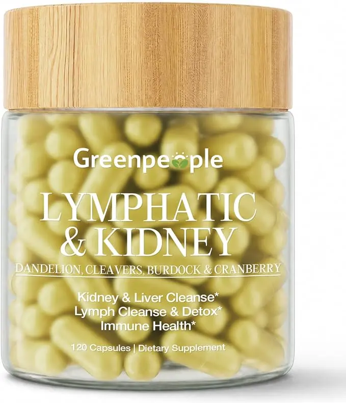 GREENPEOPLE Cleavers & Dandelion Herbal Supplement - Lymphatic Support, Fluid Balance & Immune Support, Plant-Based Formula, Gluten-Free, 120 Capsules (60-Day Supply)