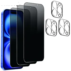 Set of 6: Includes 3 Tempered Glass Privacy Screen Protectors And 3 Camera Lens Protectors, Designed for High Definition Privacy, Compatible with for Iphone 14 Pro Max, 15 Pro Max, 16 Pro Max, As Well As for Iphone 11, 12, 13, 14, 15, 16
