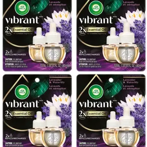 4 Air Wick Scented Oil Refill. Vibrant Lavender & Waterlily, 2 ct Each 8 Total