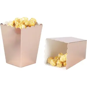 Rose gold Popcorn Boxes Cardboard Container For Party Supplies, Pack of 36