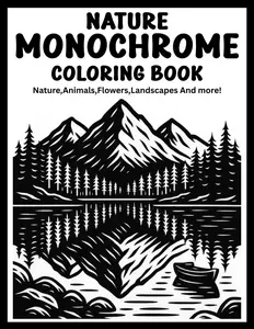 Monochrome Nature Coloring Book for Adults and Seniors: Escape Stress and Discover Mindful Relaxation with Easy Black & White Patterns Using Just One Color!, Paperback