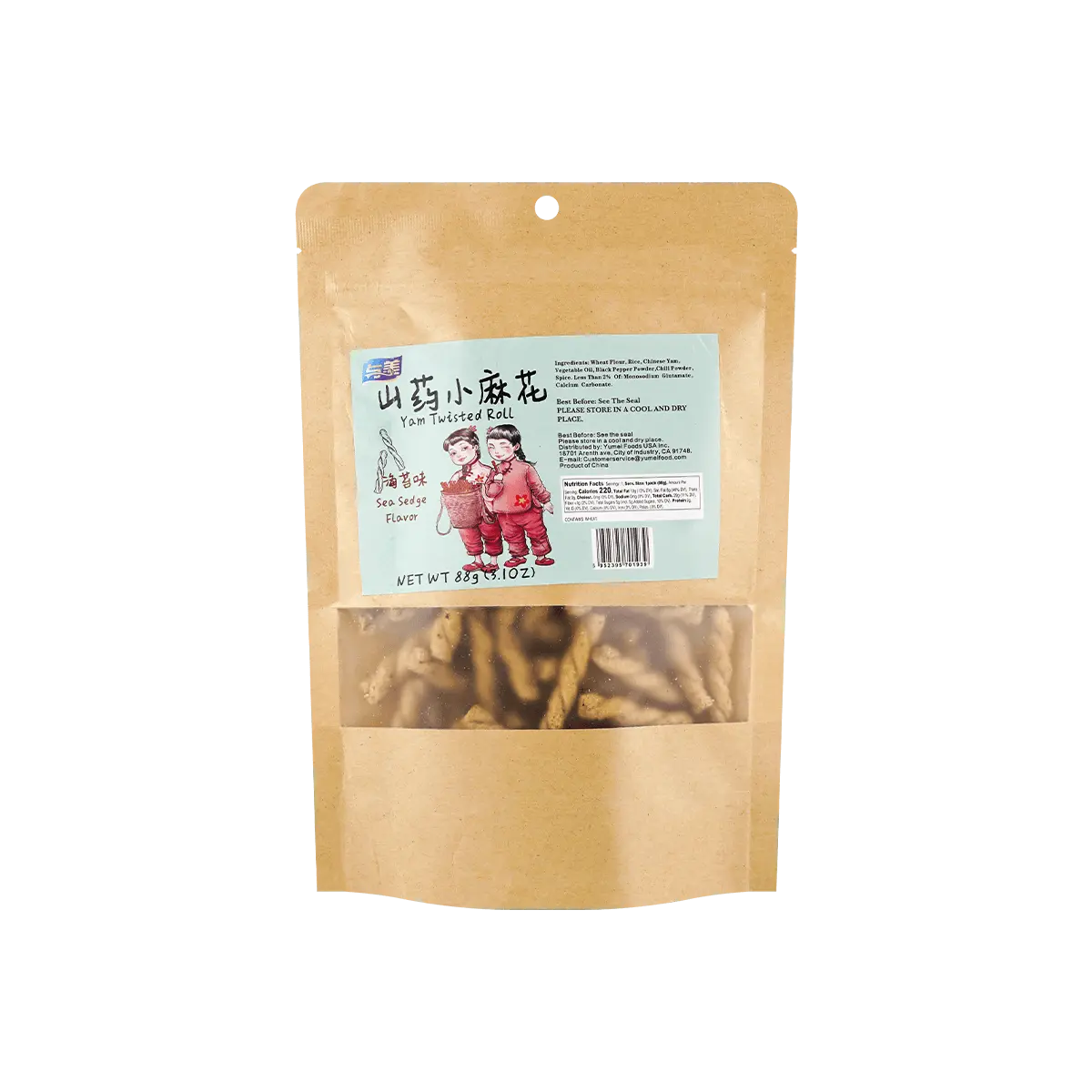 YUMEI Seaweed Flavor Yam Twist Snacks - Crispy & Savory 88g