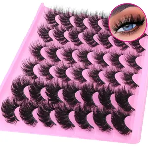 Lashes Fluffy False Eyelashes Natural Look 14-17mm Cat Eye Lashes Pack, 5D Wispy Curly Fake Lashes  21 Pairs 3 Styles