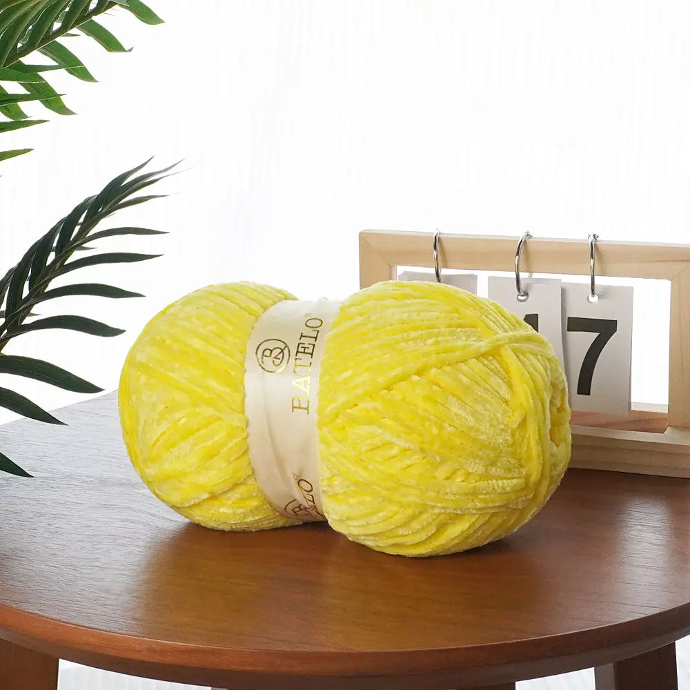 BATELO OEKO-TEX Certified Safe Environmentally Friendly Polyester Plush Velvet Chenille Yarn, 4 Packs (10.5oz Each, 1440yds Total) - High-Gloss Fibers, Color Fastness, Knot-Free Yarn for Chunky Soft Blankets, Crochet Projects