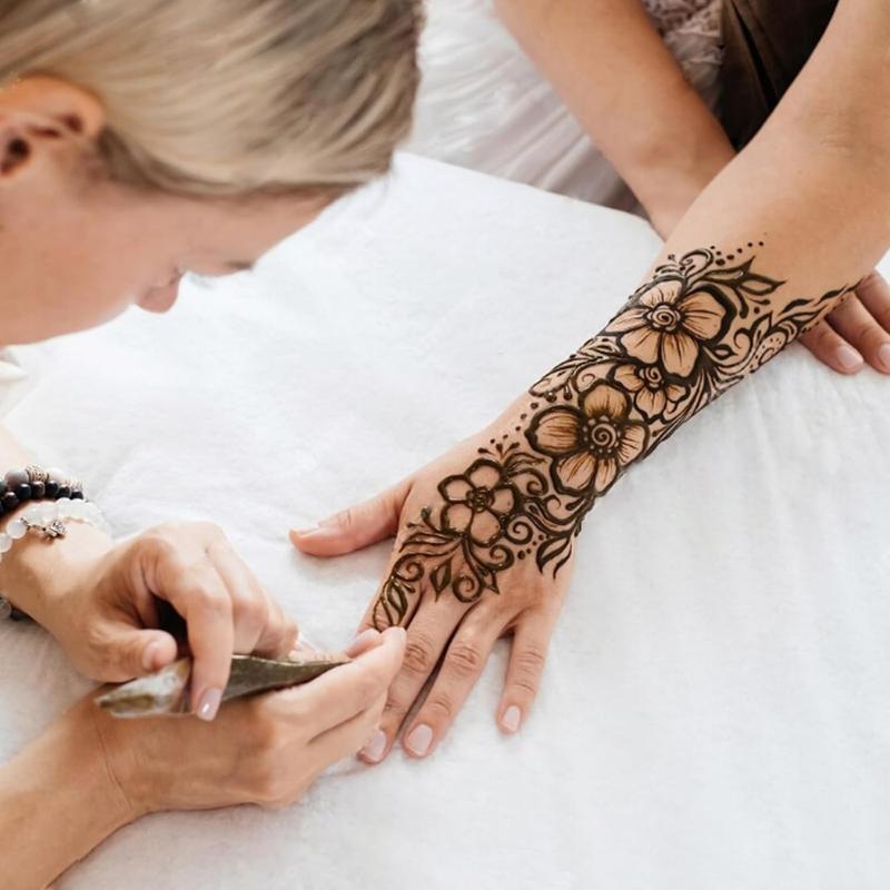 12 Pack Natural Mehendi Cone Henna Paste Temporary Tattoo Paste with 8pcs Tattoo Stencils| Each cone 25 grams | Indian Body Art Painting Drawing Tattoos Freckles (Reddish Brown Color-CS)