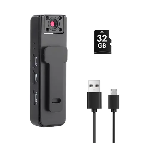 Portable Wearable Digital Camera - 32G 1080P HD Body Camera, 500mAh Lithium Ion Batteries, Audio and Video Recording, Night Vision, 180° Rotatable Lens, Motion Alert for Police, Outdoor Cycling