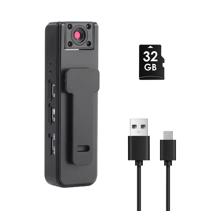Portable Wearable Digital Camera - 32G 1080P HD Body Camera, 500mAh Lithium Ion Batteries, Audio and Video Recording, Night Vision, 180° Rotatable Lens, Motion Alert for Police, Outdoor Cycling