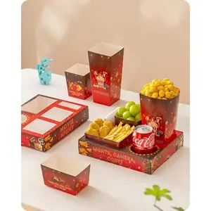 Movie Night Snack Trays 100pcs Include 20 Movie Night Trays, 20 Popcorn Boxes, 20 Salad Bowls, 20 Nacho Bowls, 20 Movie Party Invitations, Outdoor Movie Night Supplies For Nacho Bar