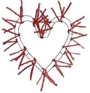 18"Wire,28"Oa-Work Heart Wreath Form – Metallic Red