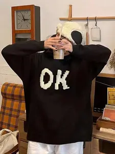 Women's Oversized Solid Color Sleeveless Pullover Sweater, Casual Long Sleeve Knit Top for Autumn & Winter, Comfortable and Fashionable Women's Sweater