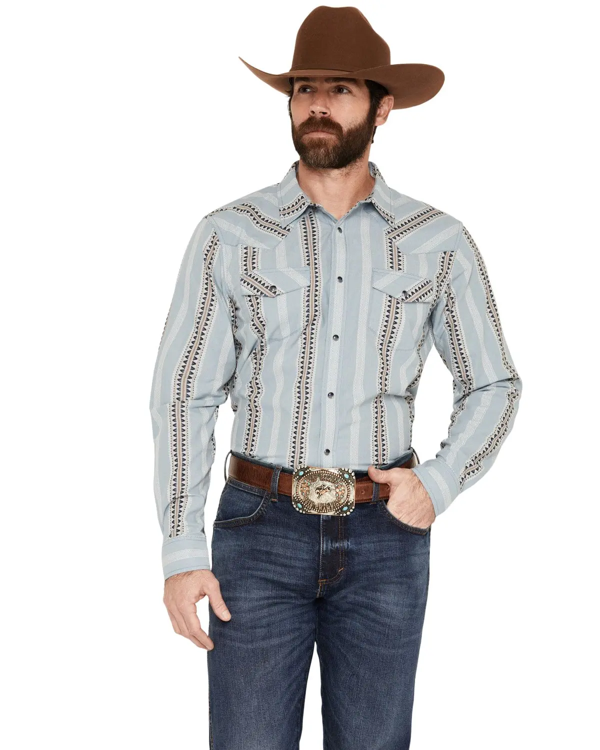 Gibson Trading Co Men's Men'S Dusty Southwestern Striped Print Long - Gmsu26w17-Bl