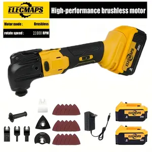 ELECMAPS Cordless Oscillating Multi-Tool, Compatible with DeWalt 20V MAX Battery, Brushless Motor (8,500–21,000 RPM), 6 Speed Settings, 22-Piece Sanding, Cutting, and Scraping Accessories
