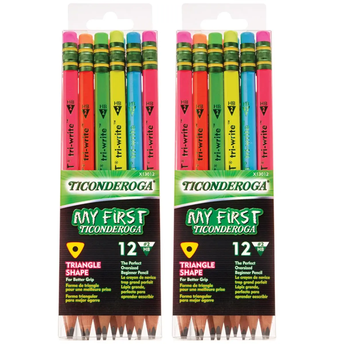 Dixon Ticonderoga  Triwrite Ticondrga Pencil, Neon Assorted - 12 per Pack - Pack of 2
