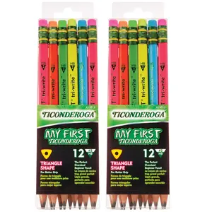 Dixon Ticonderoga  Triwrite Ticondrga Pencil, Neon Assorted - 12 per Pack - Pack of 2