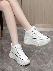 women's fashionable lace up mid top sneakers,  platform sneakers, trainer shoes, casual comfortable breathable chunky sneakers, all-match round toe sports shoes for daily wear