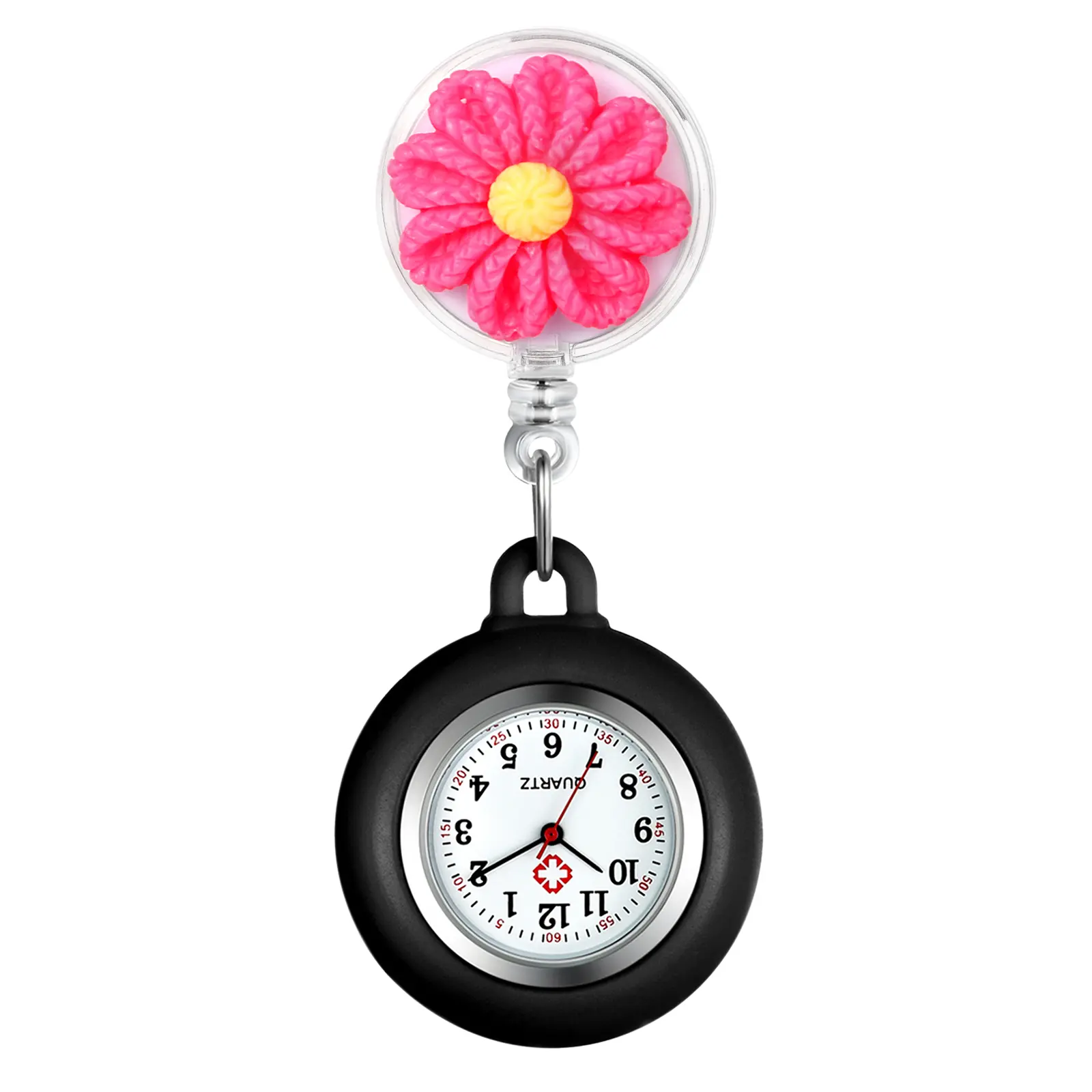 OIDEA Flower Nurse Watch Retractable Clip-On Fob Watch Eco Shock-Absorbing Silicone for Medical Staff, 8 Colors
