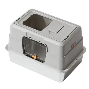 Stainless Steel Cat Litter Box with Lid 36-Liter Metal Enclosed Large Litterbox Leak-Proof High Sides Perfect Gift for Big Cat Lovers Litterbox with Cat Mat & Litter Scoop High-Sided Trash