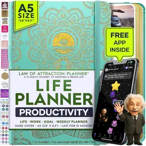 Life Planner - Undated Weekly & Monthly Planner, 12-Month Journey to Increase Productivity | Gratitude Journal, Life Organizer & Goal Journal | Include Foldable Vision Board, Habit  & Stickers