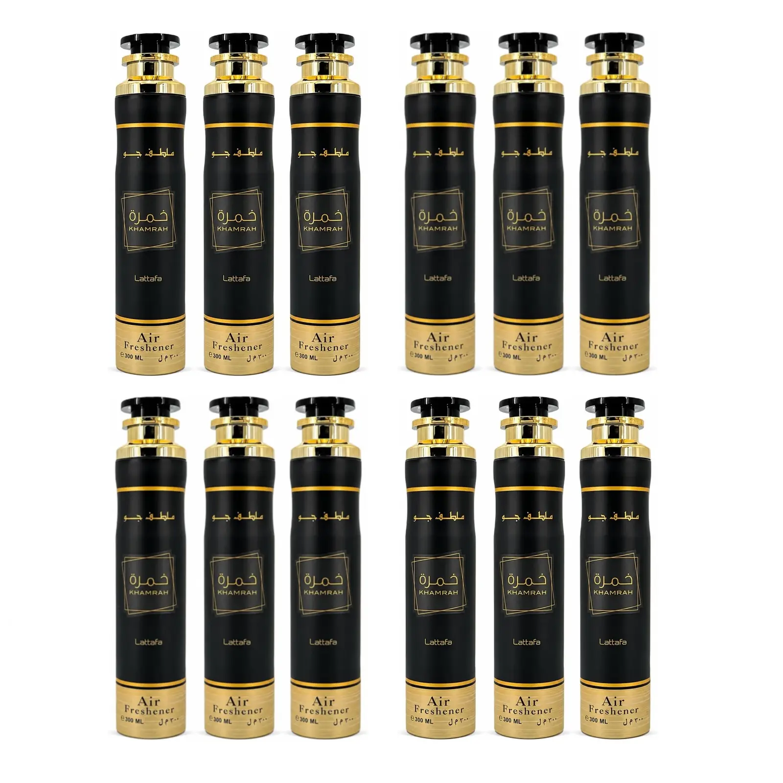 Lattafa Khamrah Air Freshener 12 Pack Bundle Set – Sweet Spicy Vanilla Amber Scented Home & Car Freshener 300 ML, Gourmand, Aroma