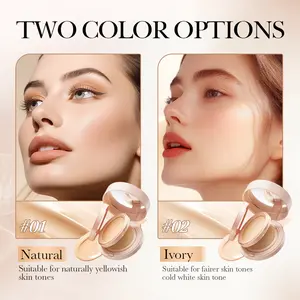【2pcs】2in1 air cushion bb cream Double-layer concealer set suitable for full face, pink filler-type foundation - 24-hour long-lasting, high coverage matte texture, concealer, Korean-style foundation for creating a perfect makeup look