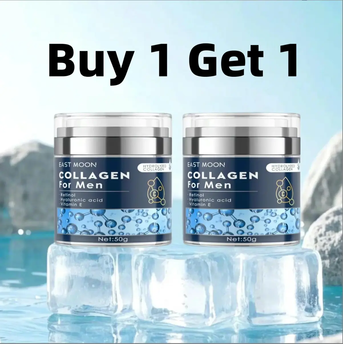 【BUY 1 GET 1】Collagen Men's Anti-Aging Wrinkle Cream, Men'sFace Moisturizer Cream 50g, Skin Firming andTightening Lotion, Firming Hyaluronic AcidMoisturize Men's Retinol Moisturizing Cream Daily Gentle Nourishing Repair Sensitive forge skincare