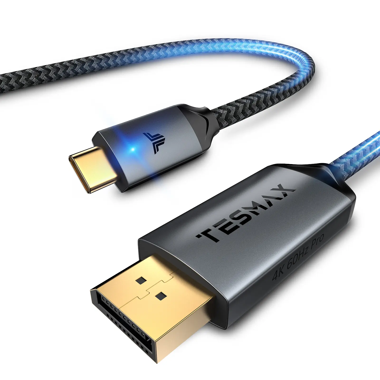 TESMAX USB C to DisplayPort Cable 10FT/3M (4K 60Hz, 2K 144Hz / 165Hz), USB Type C to DisplayPort Cord Thunderbolt 3/4 Compatible for MacBook Pro/Air 2020, New iPad, XPS 15/13
