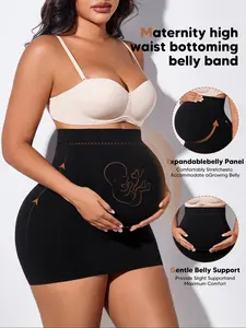 Maternity High Waist Support Skirt Shorts – Seamless Over Belly Pregnancy Shapewear, Soft Stretch Fabric for Bump Lift & All-Day Comfort