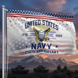 U.S Navy 250th Anniversary Flag 1775–2025, American Patriotic Military Banner, Veteran Tribute Garden Yard Decor, Proud Sailor Outdoor Flag