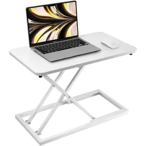 White standing desk converter Stand up office desk riser on the desktop is suitable for use in laptops and single  work consoles, home offices, and can be adjusted in height (White )