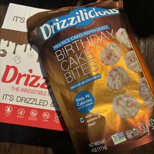 Drizzilicious Birthday Cake Mini Rice Cakes - Gluten-Free, Vegan, Crunchy & Healthy Snack, 90 Calories per Serving, 4 oz (Pack of 2)