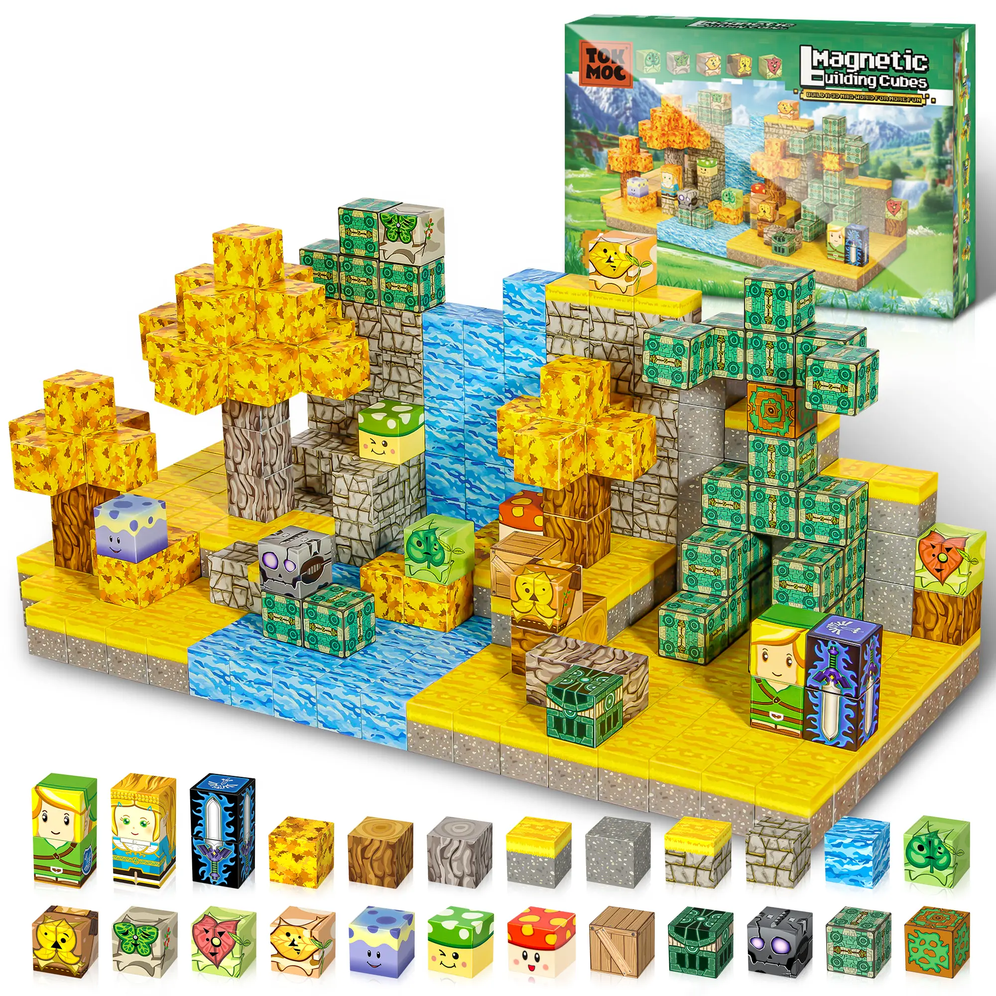 Magnetic Blocks 54PCS,100PCS - TOKMOC 3D DIY Magnetic Tile Building Blocks Set,Stacking Magnet Cubes Blocks,Sensory Toy for STEM Learning,Home Decor,B