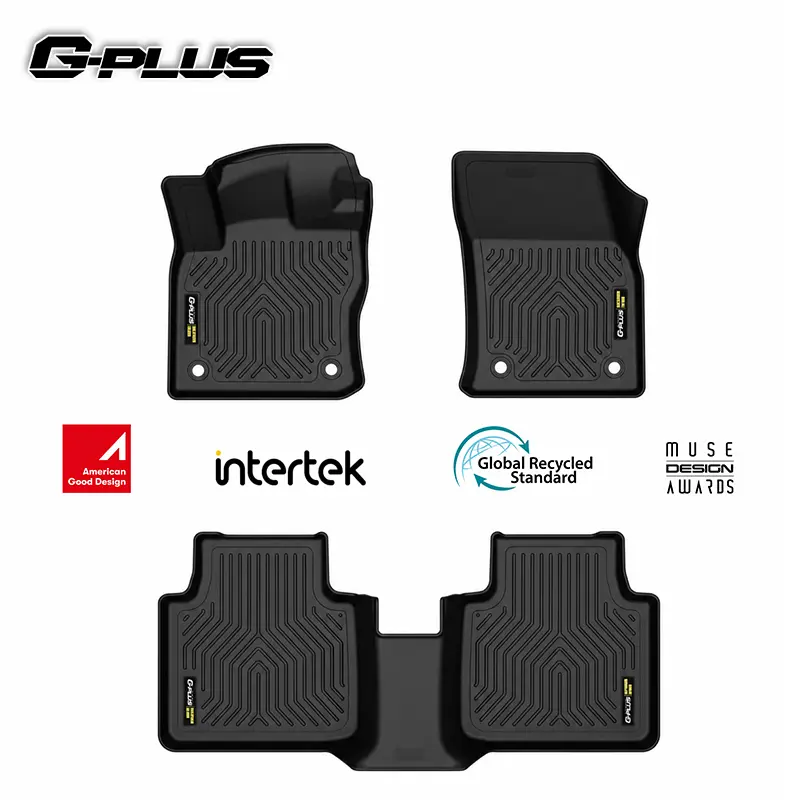 G-PLUS Floor Mats & Cargo Liner, TPE All-Weather Waterproof Mat Compatible with Volkswagen Tiguan/VW Atlas 7 Seats 2018-2025, 1st & 2nd Row 3PCS Set, Black Car Interior Accessory, Mat Floor Mats